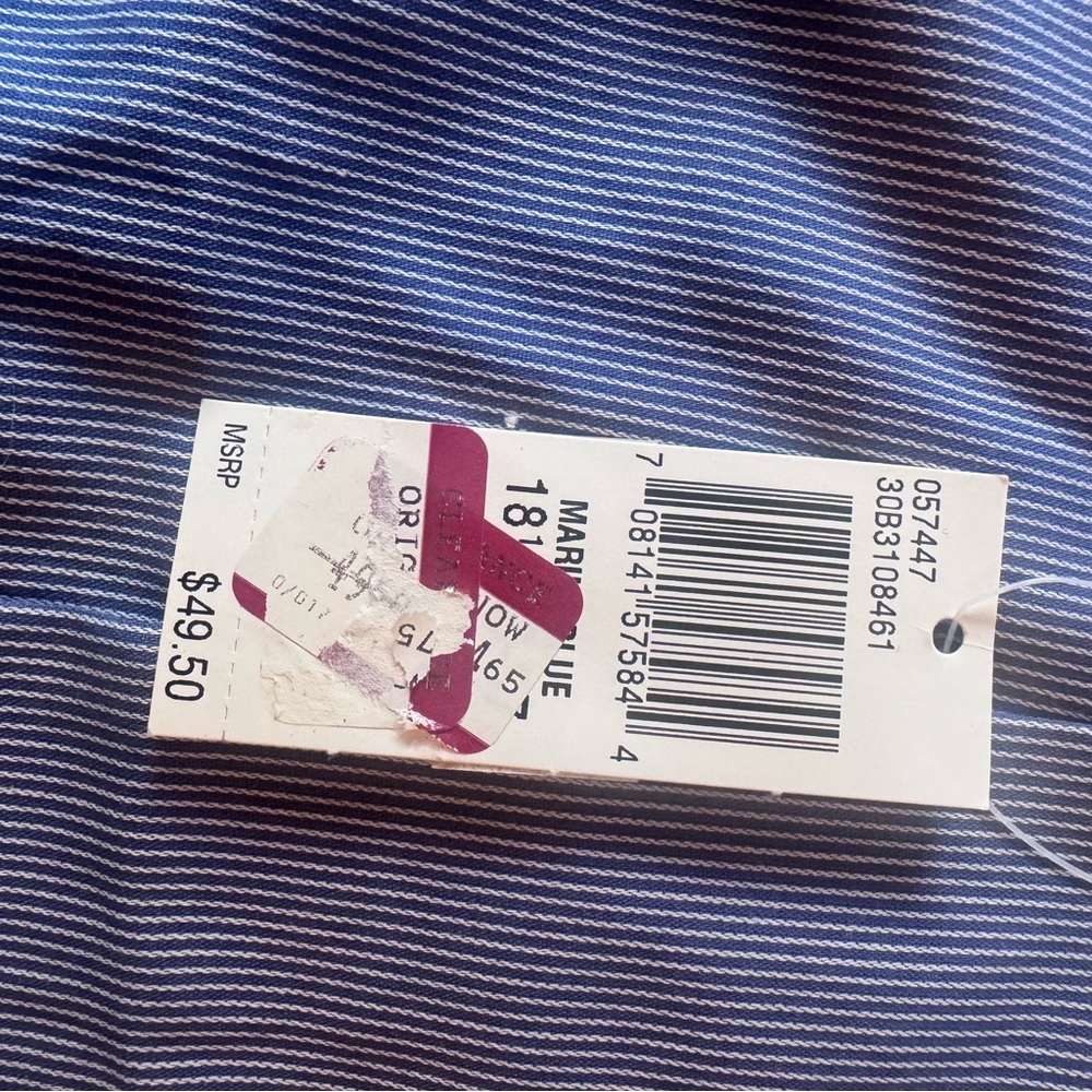 NWT! Geoffrey Beene Blue & White Striped Dress Shirt Men’s 18.5 36/37 - Picture 7 of 7